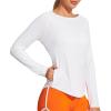 IUGA Rash Guard for Women with Pockets UPF 50+ SPF Shirts for Women Long Sleeve UV Sun Protection Clothing Hiking Swim Shirt(White)