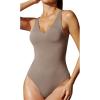 IUGA Shapewear Bodysuits for Women Tummy Control Slimming Tank Top Bodysuit Deep V Neck Sexy Sleeveless Body Suit(Sand)