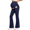 IUGA Soft Maternity Pants for Women Yoga Maternity Leggings with Pockets Dressy Maternity Clothes Over The Belly(Midnight Blue)