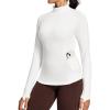 IUGA Workout Thermal Shirts for Women Turtleneck Long Sleeve Fleece Lined Tops Winter Running Gear with 2 Side Pockets(White)