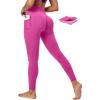 Scrunch Butt Lifting Leggings for Women Tummy Control No Front Seam Compression Workout Leggings with Pockets Yoga Pants(Pink Power)