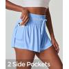 IUGA Athletic Shorts for Women High Waisted Butterfly Shorts Flowy Running Workout Tennis Skorts with Pockets Preppy Clothes(Aqua Blue)