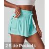 IUGA Athletic Shorts for Women High Waisted Butterfly Shorts Flowy Running Workout Tennis Skorts with Pockets Preppy Clothes(Mint Green)