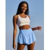 IUGA Athletic Shorts for Women High Waisted Workout Running Shorts Crossover Flowy Butterfly Preppy Clothes Skorts for Woman(Aqua Blue)