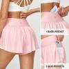 IUGA Athletic Shorts for Women High Waisted Workout Running Shorts Crossover Flowy Butterfly Preppy Clothes Skorts for Woman(Light Pink)
