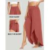 IUGA Flowy Pants for Women Wide Leg High Waisted Palazzo Boho Beach Harem Pants for Casual Dance Summer(Brick Red)