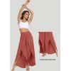 IUGA Flowy Pants for Women Wide Leg High Waisted Palazzo Boho Beach Harem Pants for Casual Dance Summer(Brick Red)