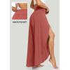 IUGA Flowy Pants for Women Wide Leg High Waisted Palazzo Boho Beach Harem Pants for Casual Dance Summer(Brick Red)
