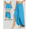 IUGA Flowy Pants for Women Wide Leg High Waisted Palazzo Boho Beach Harem Pants for Casual Dance Summer(Bright Blue)