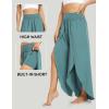 IUGA Flowy Pants for Women Wide Leg High Waisted Palazzo Boho Beach Harem Pants for Casual Dance Summer(Green)