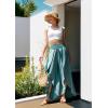IUGA Flowy Pants for Women Wide Leg High Waisted Palazzo Boho Beach Harem Pants for Casual Dance Summer(Green)