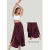 IUGA Flowy Pants for Women Wide Leg High Waisted Palazzo Boho Beach Harem Pants for Casual Dance Summer(Maroon)