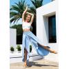 IUGA Flowy Pants for Women Wide Leg High Waisted Palazzo Boho Beach Harem Pants for Casual Dance Summer(Sky Blue)