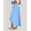 IUGA High Waist Maxi Skirt with Slit Ruffle Wrap Skirt Trendy Flowy Skirts for Women Long Skirts with Shorts Underneath(Aqua Blue)