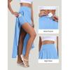 IUGA High Waist Maxi Skirt with Slit Ruffle Wrap Skirt Trendy Flowy Skirts for Women Long Skirts with Shorts Underneath(Aqua Blue)