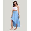 IUGA High Waist Maxi Skirt with Slit Ruffle Wrap Skirt Trendy Flowy Skirts for Women Long Skirts with Shorts Underneath(Aqua Blue)