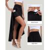 IUGA High Waist Maxi Skirt with Slit Ruffle Wrap Skirt Trendy Flowy Skirts for Women Long Skirts with Shorts Underneath(Black)