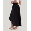IUGA High Waist Maxi Skirt with Slit Ruffle Wrap Skirt Trendy Flowy Skirts for Women Long Skirts with Shorts Underneath(Black)
