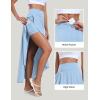IUGA High Waist Maxi Skirt with Slit Ruffle Wrap Skirt Trendy Flowy Skirts for Women Long Skirts with Shorts Underneath(Blue)