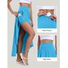 IUGA High Waist Maxi Skirt with Slit Ruffle Wrap Skirt Trendy Flowy Skirts for Women Long Skirts with Shorts Underneath(Bright Blue)