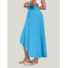 IUGA High Waist Maxi Skirt with Slit Ruffle Wrap Skirt Trendy Flowy Skirts for Women Long Skirts with Shorts Underneath(Bright Blue)