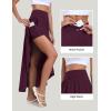 IUGA High Waist Maxi Skirt with Slit Ruffle Wrap Skirt Trendy Flowy Skirts for Women Long Skirts with Shorts Underneath(Maroon)