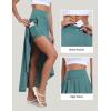 IUGA High Waist Maxi Skirt with Slit Ruffle Wrap Skirt Trendy Flowy Skirts for Women Long Skirts with Shorts Underneath(Sea Green)