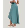 IUGA High Waist Maxi Skirt with Slit Ruffle Wrap Skirt Trendy Flowy Skirts for Women Long Skirts with Shorts Underneath(Sea Green)