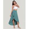 IUGA High Waist Maxi Skirt with Slit Ruffle Wrap Skirt Trendy Flowy Skirts for Women Long Skirts with Shorts Underneath(Sea Green)