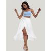 IUGA High Waist Maxi Skirt with Slit Ruffle Wrap Skirt Trendy Flowy Skirts for Women Long Skirts with Shorts Underneath(White)