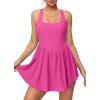 IUGA Tennis Dress with Built in Shorts and Bra Adjustable Straps Athletic Dress for Women Summer Golf Active Workout Dress(Hot Pink)