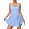 IUGA Tennis Dress with Built in Shorts and Bra Adjustable Straps Athletic Dress for Women Summer Golf Active Workout Dress(Light Blue)