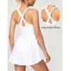 IUGA Tennis Dress with Built in Shorts and Bra Adjustable Straps Athletic Dress for Women Summer Golf Active Workout Dress(White)