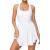 IUGA Tennis Dress with Built in Shorts and Bra Adjustable Straps Athletic Dress for Women Summer Golf Active Workout Dress(White)