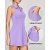 IUGA Tennis Dresses for Women Golf Dress with Shorts Underneath Built-in Bra Workout Exercise Athletic Dress with Pockets(Lavender)