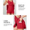 IUGA Womens Tennis Dress with Built in Shorts & Bra Athletic Dress for Women Cut Out Twisted Golf Workout Dress with Pockets(Bright Red)