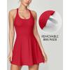 IUGA Womens Tennis Dress with Built in Shorts & Bra Athletic Dress for Women Cut Out Twisted Golf Workout Dress with Pockets(Bright Red)