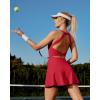 IUGA Womens Tennis Dress with Built in Shorts & Bra Athletic Dress for Women Cut Out Twisted Golf Workout Dress with Pockets(Bright Red)