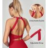 IUGA Womens Tennis Dress with Built in Shorts & Bra Athletic Dress for Women Cut Out Twisted Golf Workout Dress with Pockets(Bright Red)