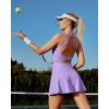 IUGA Womens Tennis Dress with Built in Shorts & Bra Athletic Dress for Women Cut Out Twisted Golf Workout Dress with Pockets(Lavender)