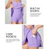 IUGA Womens Tennis Dress with Built in Shorts & Bra Athletic Dress for Women Cut Out Twisted Golf Workout Dress with Pockets(Lavender)