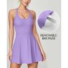 IUGA Womens Tennis Dress with Built in Shorts & Bra Athletic Dress for Women Cut Out Twisted Golf Workout Dress with Pockets(Lavender)