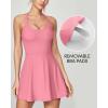 IUGA Womens Tennis Dress with Built in Shorts & Bra Athletic Dress for Women Cut Out Twisted Golf Workout Dress with Pockets(Pink)