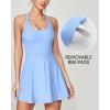 IUGA Womens Tennis Dress with Built in Shorts & Bra Athletic Dress for Women Cut Out Twisted Golf Workout Dress with Pockets(Sky Blue)