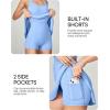 IUGA Womens Tennis Dress with Built in Shorts & Bra Athletic Dress for Women Cut Out Twisted Golf Workout Dress with Pockets(Sky Blue)