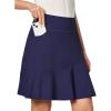 IUGA 20″ Knee Length Skort Golf Skirts for Women High Waisted Tennis Skirt Ruffle Skorts for Women with Pockets(Navy Blue)