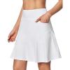 IUGA 20″ Knee Length Skort Golf Skirts for Women High Waisted Tennis Skirt Ruffle Skorts for Women with Pockets(White)