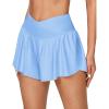 IUGA Athletic Shorts for Women High Waisted Workout Running Shorts Crossover Flowy Butterfly Preppy Clothes Skorts for Woman(Aqua Blue)