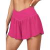 IUGA Athletic Shorts for Women High Waisted Workout Running Shorts Crossover Flowy Butterfly Preppy Clothes Skorts for Woman(Hot Pink)