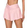 IUGA Athletic Shorts for Women High Waisted Workout Running Shorts Crossover Flowy Butterfly Preppy Clothes Skorts for Woman(Light Pink)
